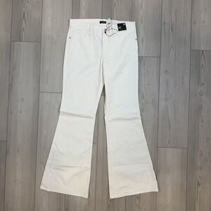 Express Jeans Womens Size 10R White 70s Flare Mid Rise Denim Stretch Pockets NWT